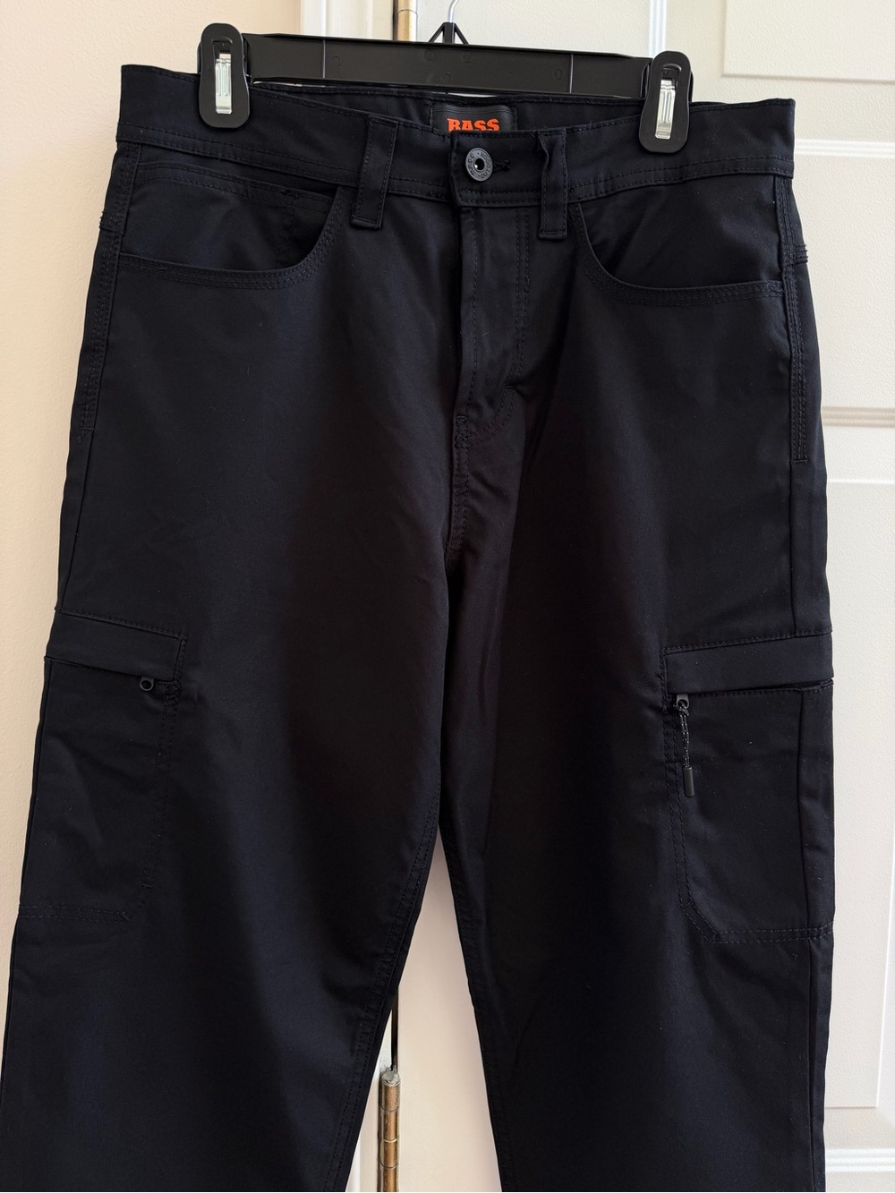 Bass Outdoor - Black Men's Cargo Pants with Zip and Patch Pockets